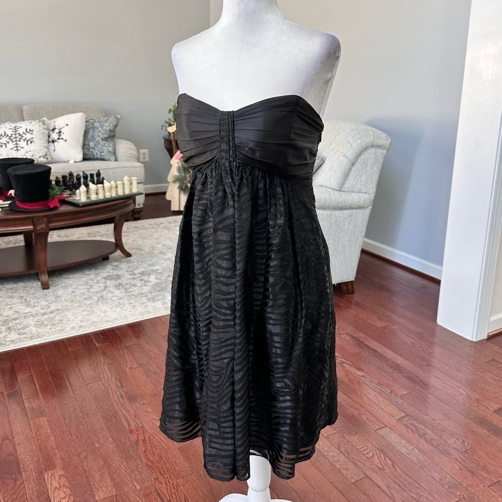 Vintage Express Silk Strapless Black‎ Zebra Pattern Cocktail Y2K Dress